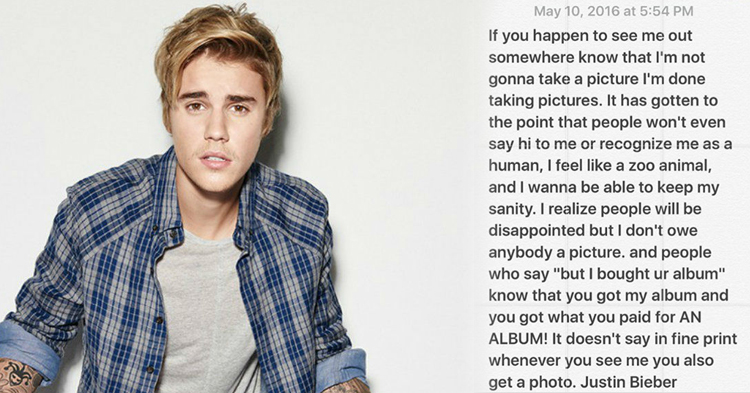 Justin Bieber ส่อเค้า “โรคซึมเศร้า” หลังปฏิเสธถ่ายรูปกับแฟนเพลงในที่สาธารณะ